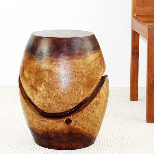 Haussmann Barrel Puzzle 14" Dia - Walnut | Stools & Benches | Modishstore