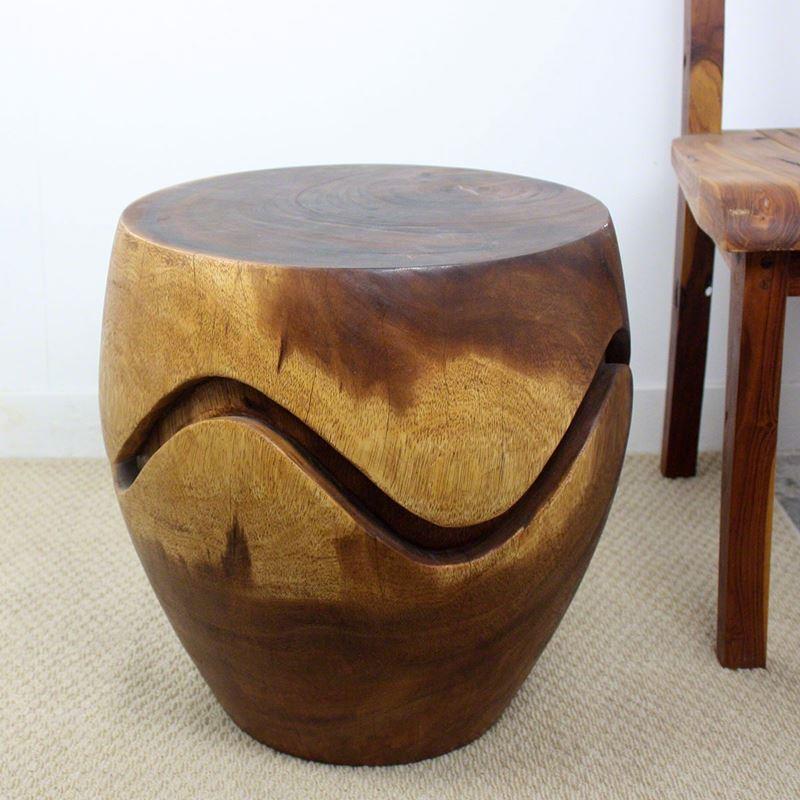 Haussmann Barrel Puzzle Drum 18" Dia - Walnut | Coffee Tables | Modishstore-3