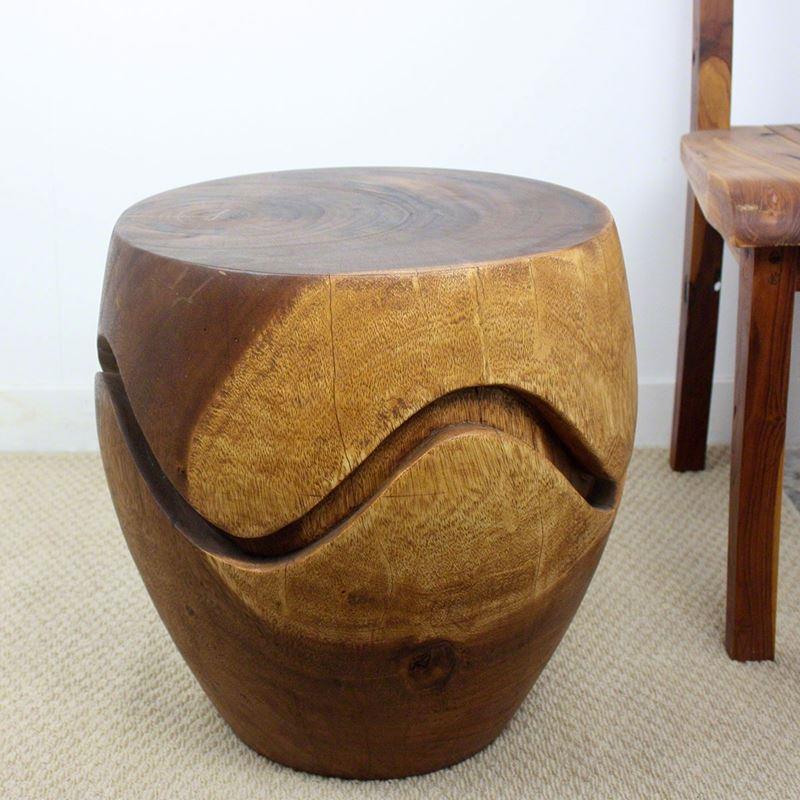 Haussmann Barrel Puzzle Drum 18" Dia - Walnut | Coffee Tables | Modishstore