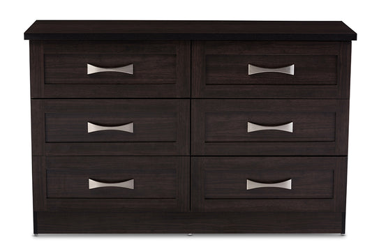 Baxton Studio Colburn Modern and Contemporary 6-Drawer Dark Brown Finish Wood Storage Dresser | Modishstore | Drawers