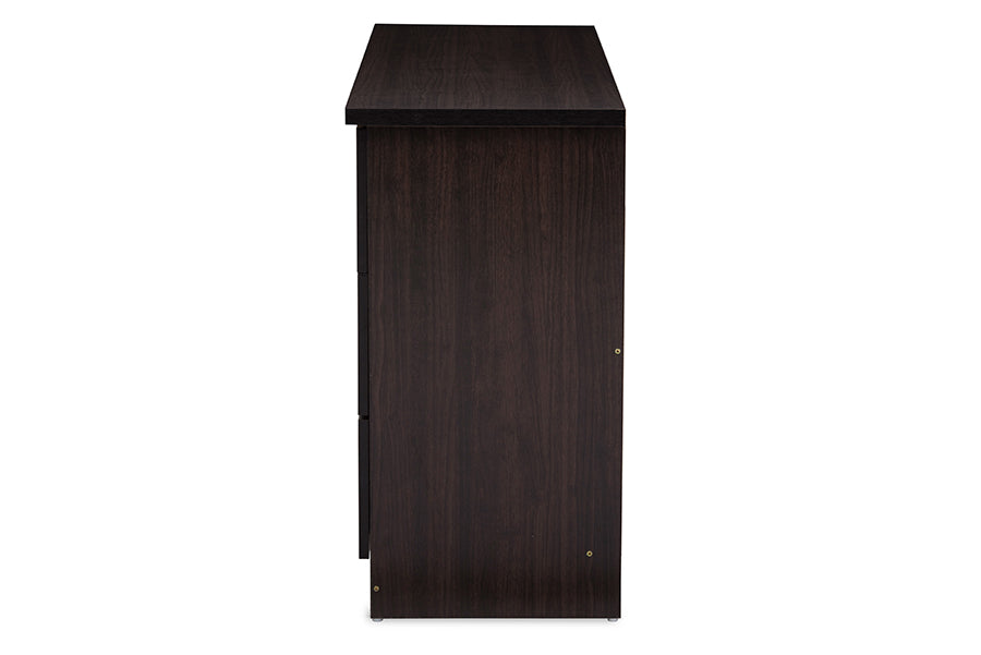 baxton studio colburn modern and contemporary 6 drawer dark brown finish wood storage dresser | Modish Furniture Store-3