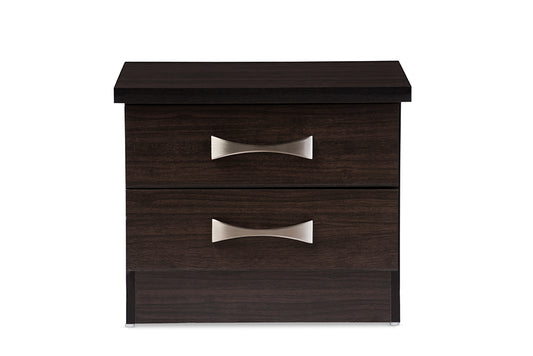Baxton Studio Colburn Modern and Contemporary 2-Drawer Dark Brown Finish Wood Storage Nightstand Bedside Table | Modishstore | Nightstands