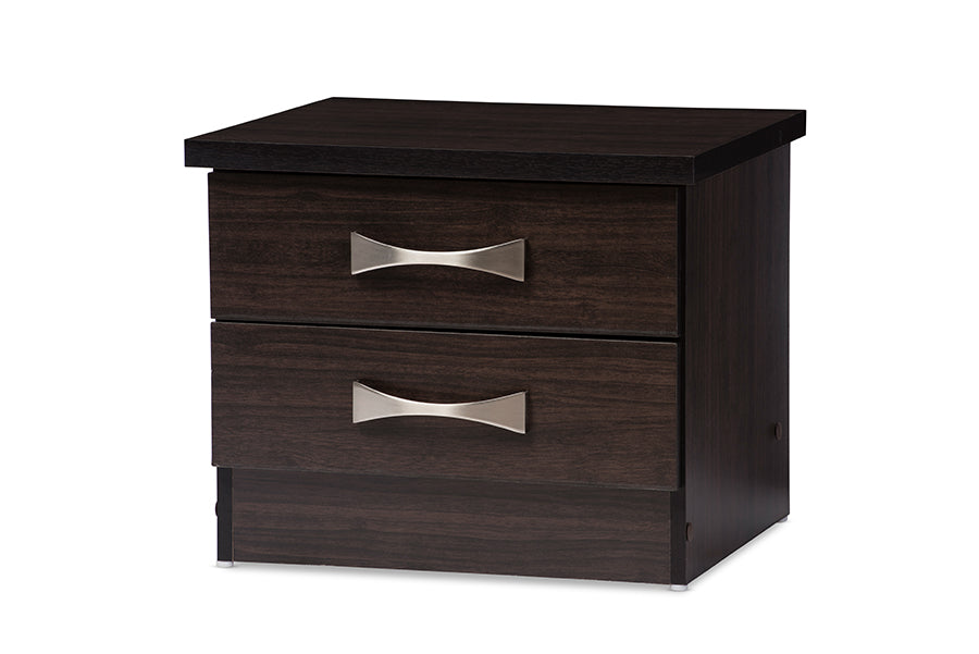 baxton studio colburn modern and contemporary 2 drawer dark brown finish wood storage nightstand bedside table | Modish Furniture Store-2