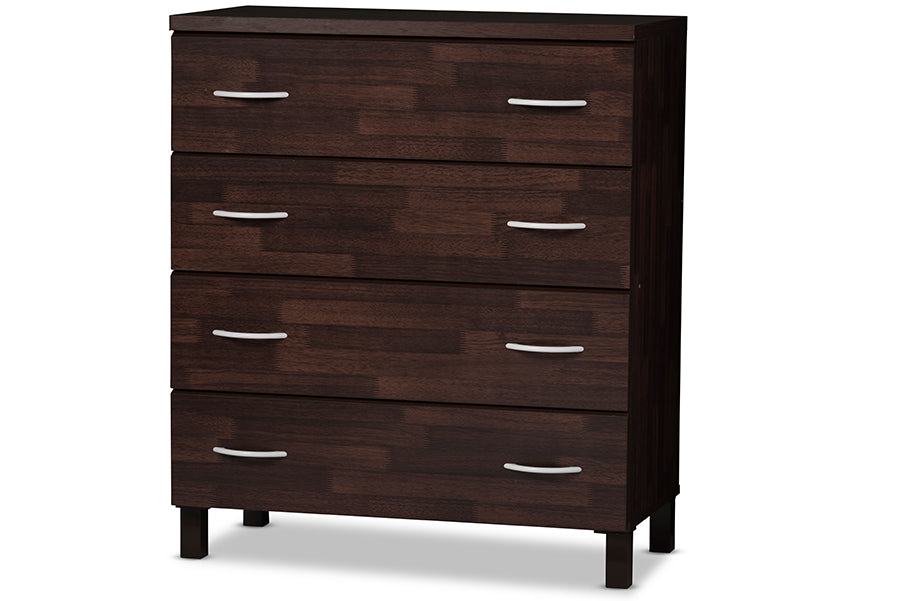 baxton studio maison modern and contemporary oak brown finish wood 4 drawer storage chest | Modish Furniture Store-2