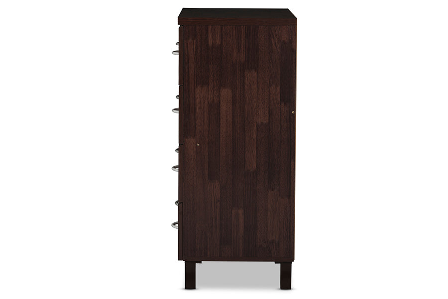 baxton studio maison modern and contemporary oak brown finish wood 4 drawer storage chest | Modish Furniture Store-3