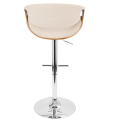 LumiSource Curvo Height Adjustable Barstool with Swivel In Adjustable 34-42.5 inch height in the walnut cream color and Adjustable Counter and Bar Stool