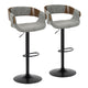 Elisa Mid-Century Modern Adjustable Barstool with Swivel in Black Metal, Walnut Wood and Cream Fabric with Oval Footrest By LumiSource - Set of 2 | Bar Stools | Modishstore - 10