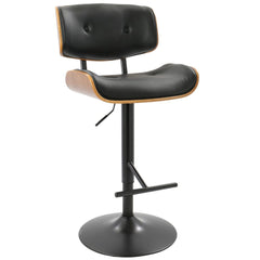 LumiSource Lombardi Barstool Faux Leather Upholstery in the Walnut Black Cream and Grey  color  in the Metal, Wood, PU Leather, Foam
