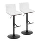Mason Contemporary Adjustable Barstool with Swivel in Black Metal, Walnut Wood and Grey Faux Leather with Straight T Footrest By LumiSource - Set of 2 | Bar Stools | Modishstore - 8