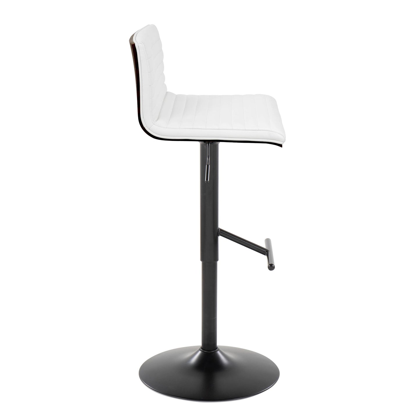 Mason Contemporary Adjustable Barstool with Swivel in Black Metal, Walnut Wood and Grey Faux Leather with Straight T Footrest By LumiSource - Set of 2 | Bar Stools | Modishstore - 12