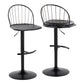 Riley Adjustable Barstool - Set of 2 Black By LumiSource | Bar Stools | Modishstore - 9