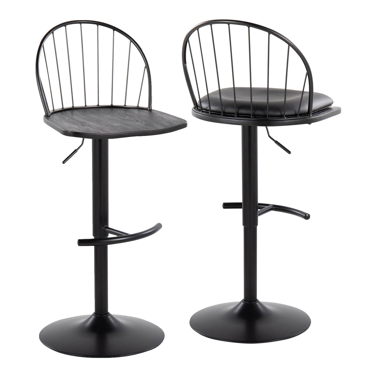 Riley Adjustable Barstool - Set of 2 Black By LumiSource | Bar Stools | Modishstore - 9