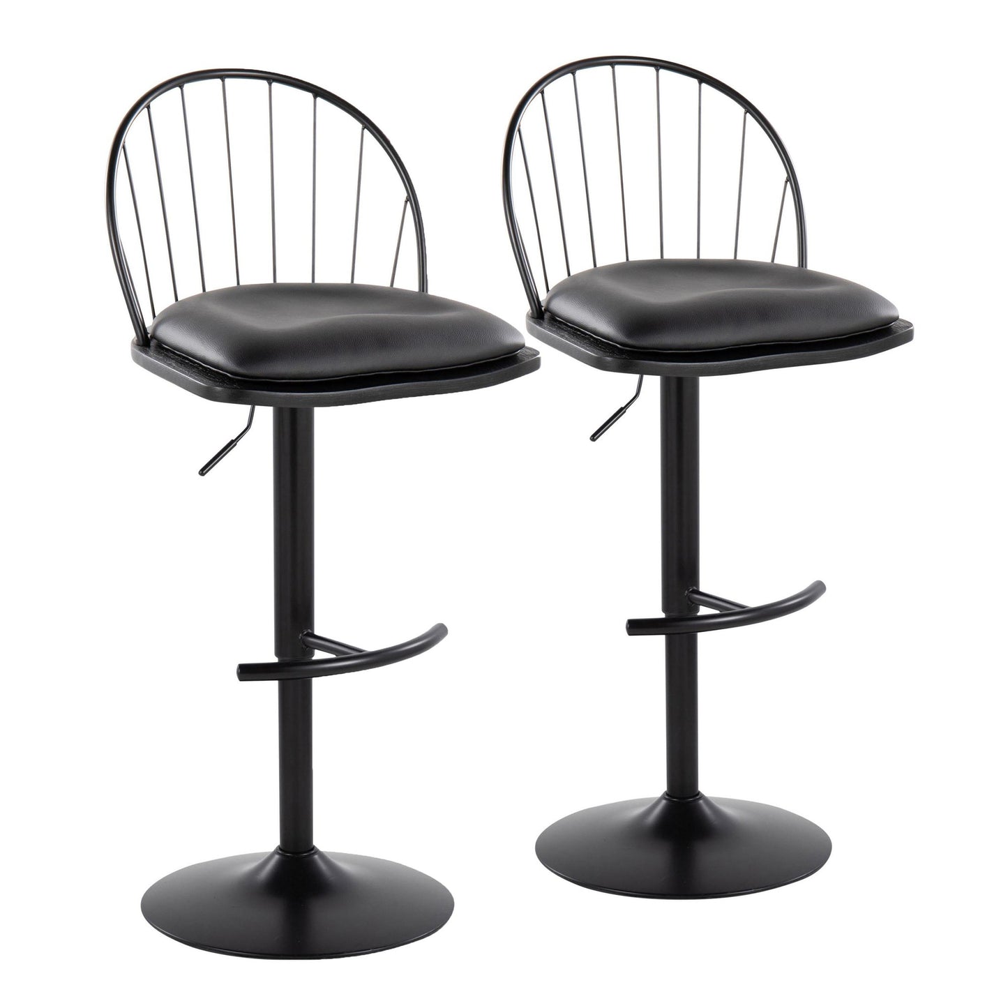Riley Adjustable Barstool - Set of 2 Black By LumiSource | Bar Stools | Modishstore - 3