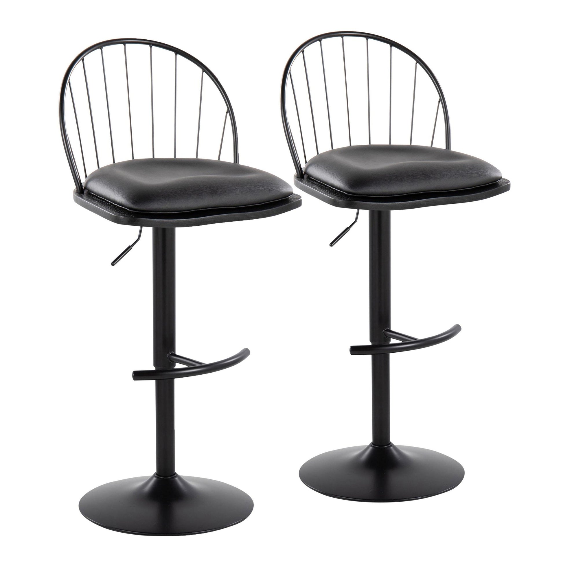 Riley Adjustable Barstool - Set of 2 Black By LumiSource | Bar Stools | Modishstore - 3
