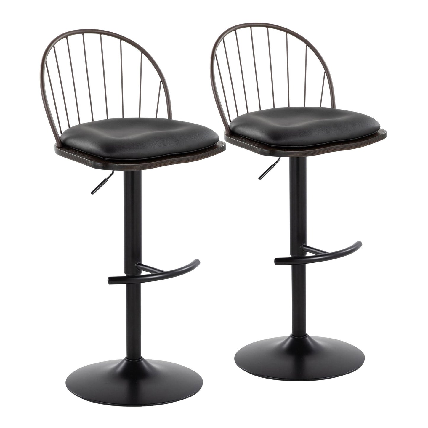 Riley Adjustable Barstool - Set of 2 Black By LumiSource | Bar Stools | Modishstore - 12