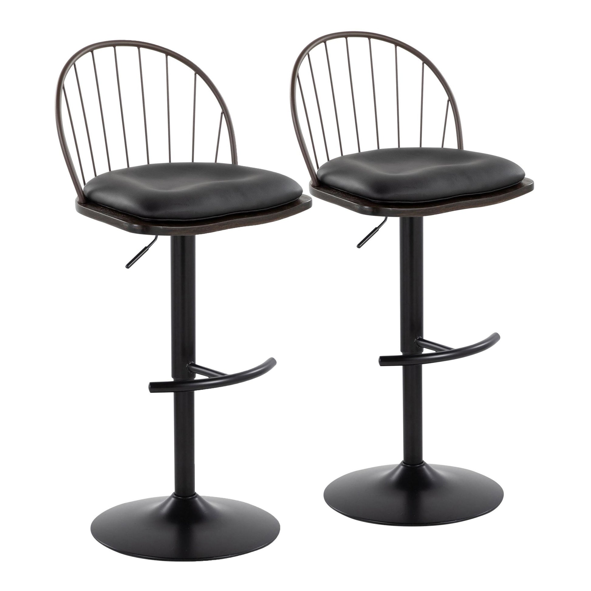 Riley Adjustable Barstool - Set of 2 Black By LumiSource | Bar Stools | Modishstore - 12