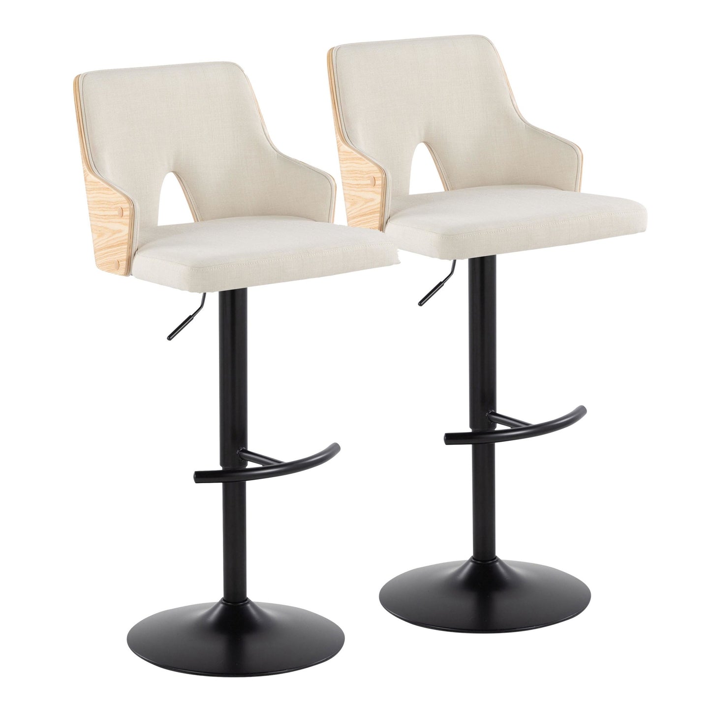 Stella Adjustable Barstool - Set of 2 Cream By LumiSource | Bar Stools | Modishstore - 3