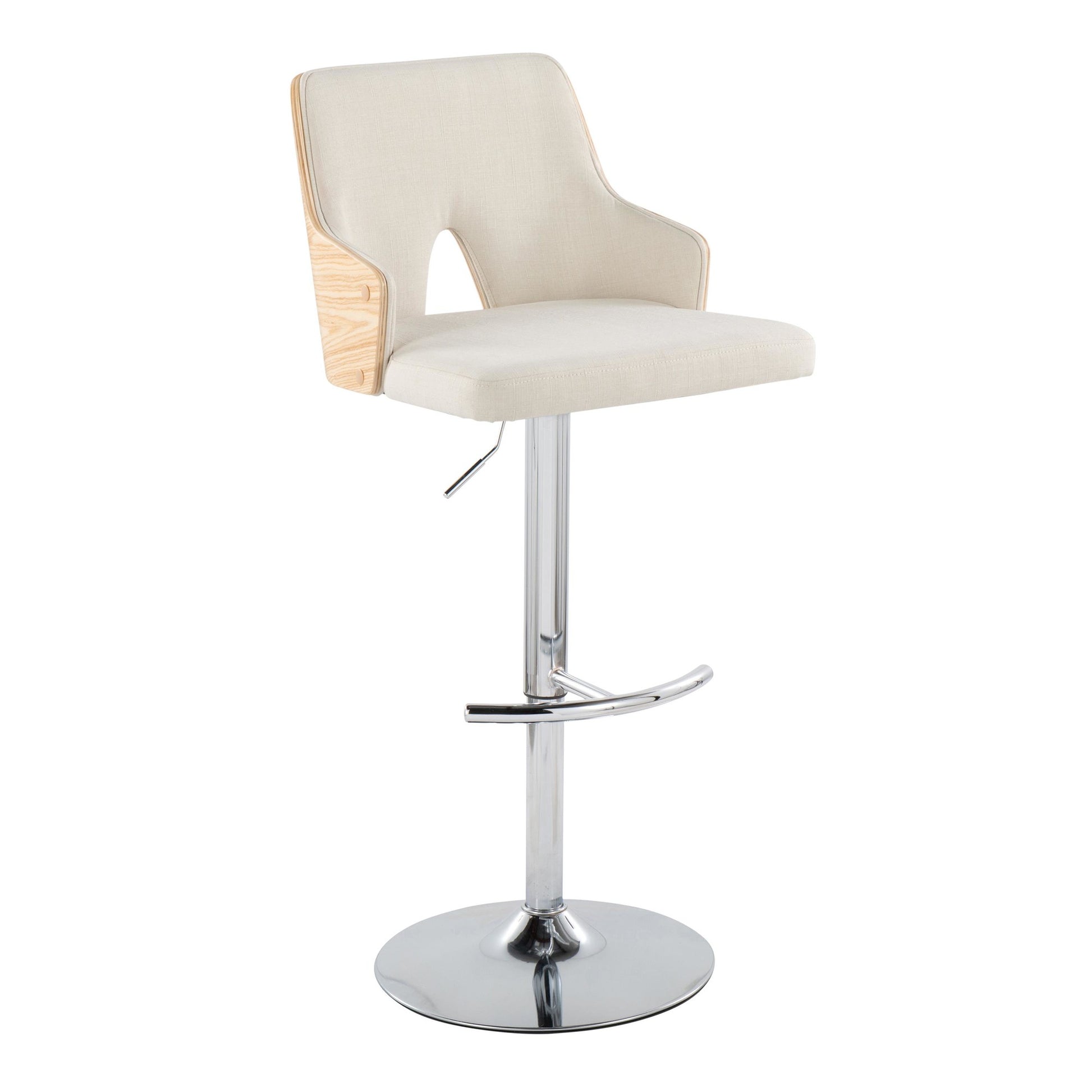 Stella Adjustable Barstool - Set of 2 Cream By LumiSource | Bar Stools | Modishstore - 4
