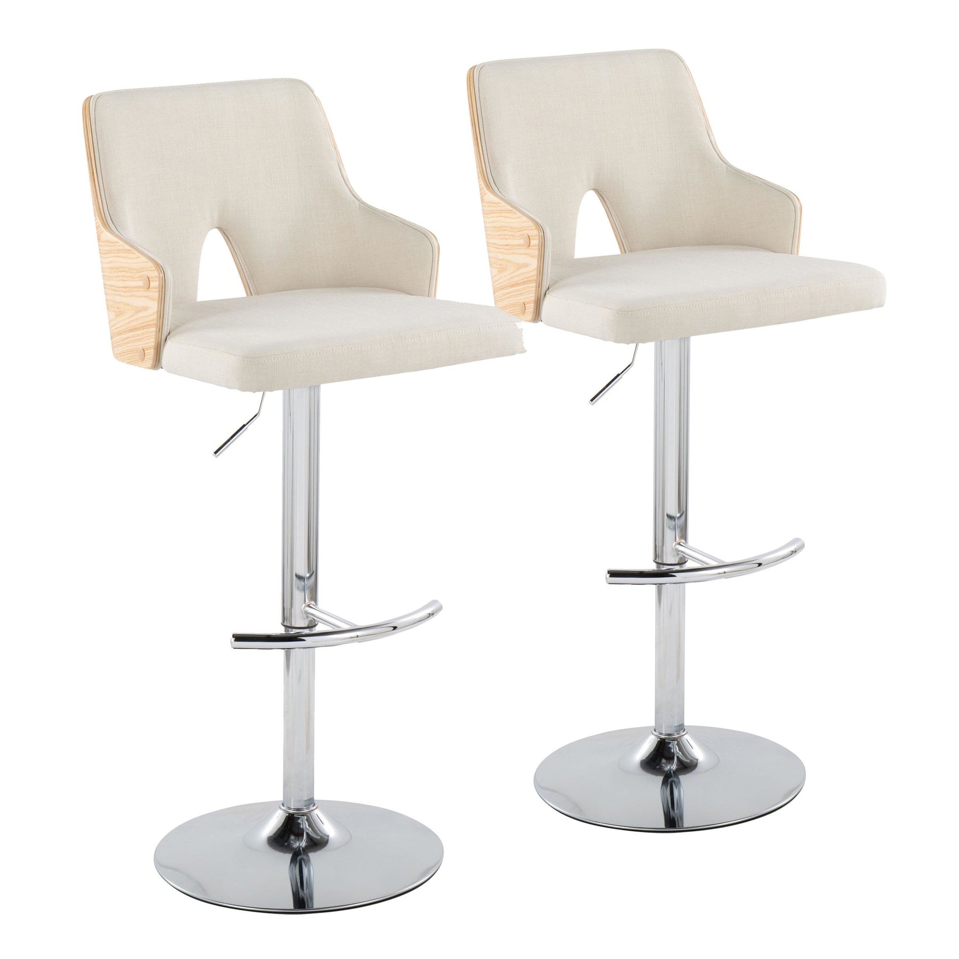 Stella Adjustable Barstool - Set of 2 Cream By LumiSource | Bar Stools | Modishstore - 3