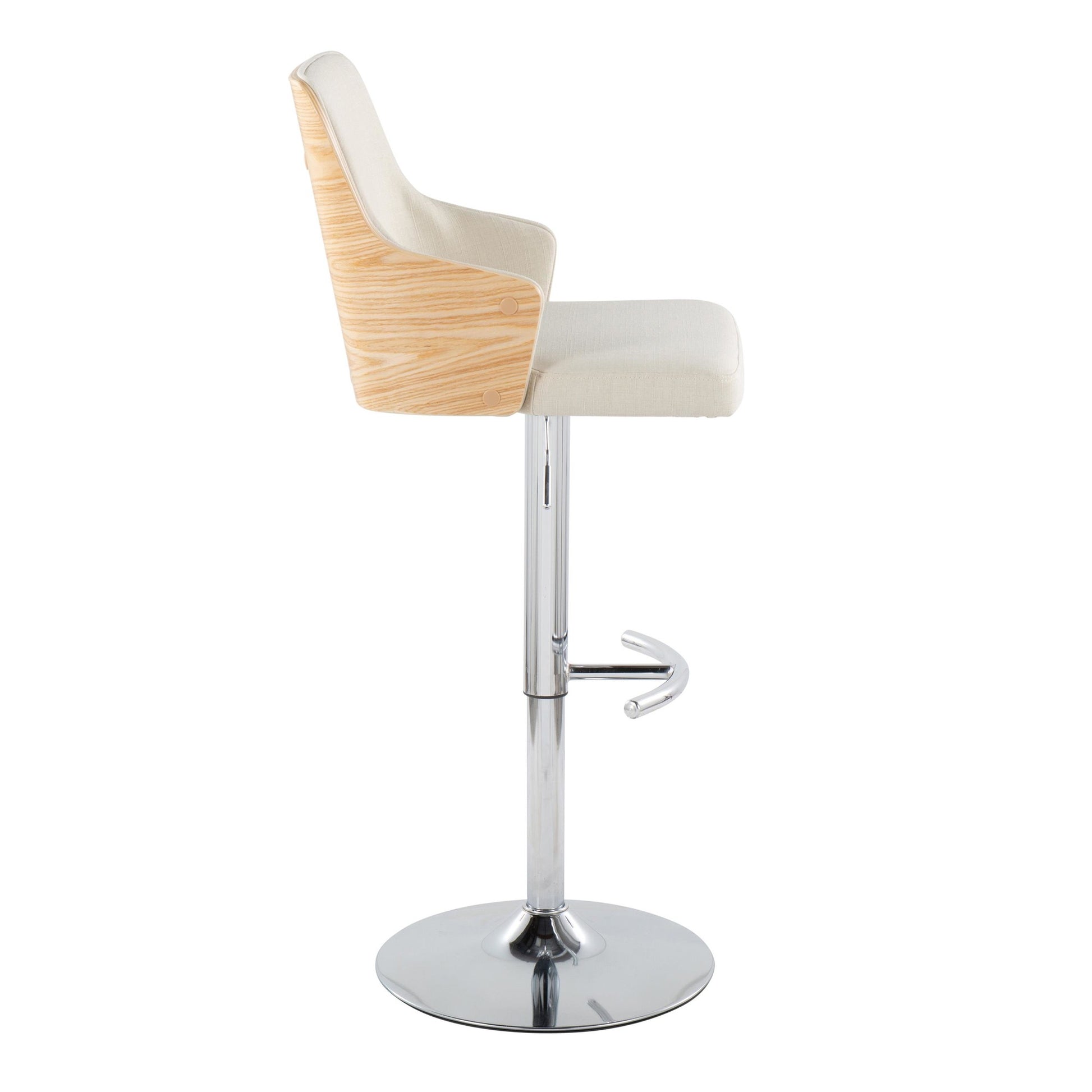 Stella Adjustable Barstool - Set of 2 Cream By LumiSource | Bar Stools | Modishstore - 5