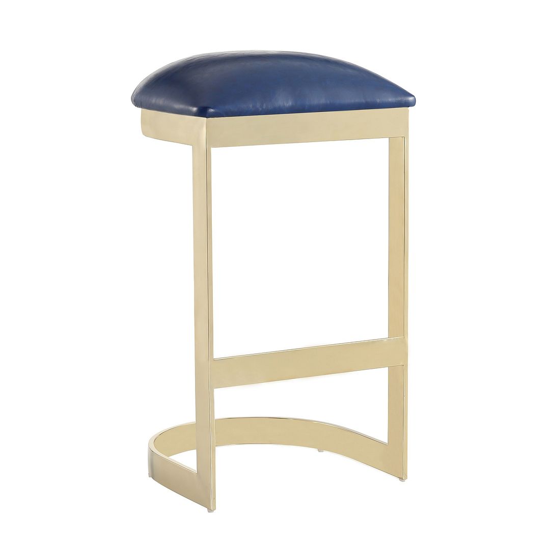 Manhattan Comfort Aura 28.54 in. White and Polished Brass Stainless Steel Bar Stool | Bar Stools | Modishstore-4