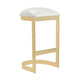 Manhattan Comfort Aura 28.54 in. White and Polished Brass Stainless Steel Bar Stool | Bar Stools | Modishstore