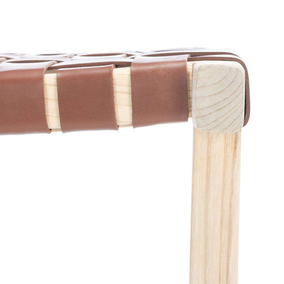 Safavieh Abreu Rectangle Barstool - Cognac | Bar Stools | Modishstore - 4