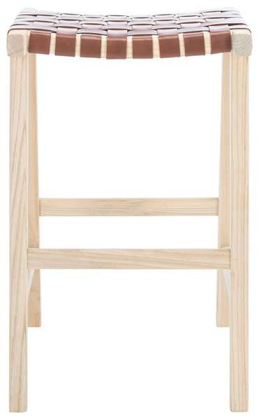 Safavieh Abreu Rectangle Barstool - Cognac | Bar Stools | Modishstore - 2