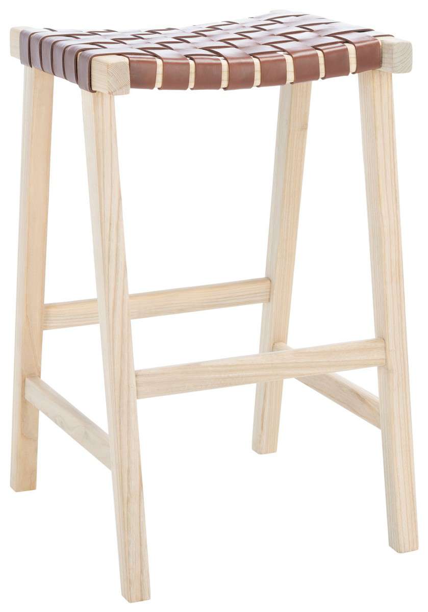 Safavieh Abreu Rectangle Barstool - Cognac | Bar Stools | Modishstore - 3