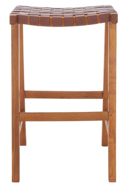 Safavieh Abreu Rectangle Barstool - Cognac | Bar Stools | Modishstore - 2