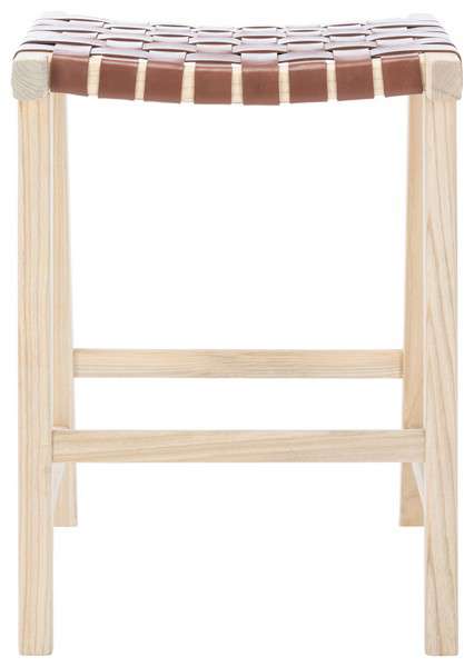 Safavieh Abreu Rectangle Counter Stool - Cognac | Counter Stools | Modishstore - 2