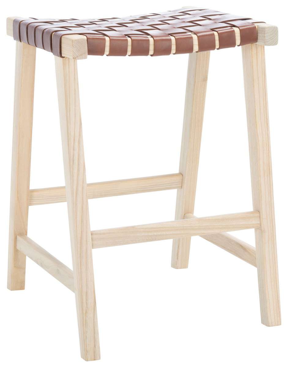 Safavieh Abreu Rectangle Counter Stool - Cognac | Counter Stools | Modishstore - 3