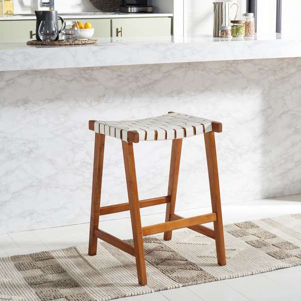 Safavieh Abreu Rectangle Counter Stool - White | Counter Stools | Modishstore