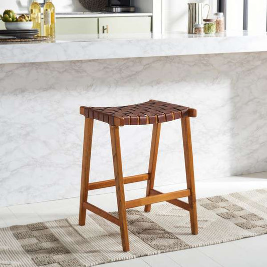 Safavieh Abreu Rectangle Counter Stool - Cognac | Counter Stools | Modishstore