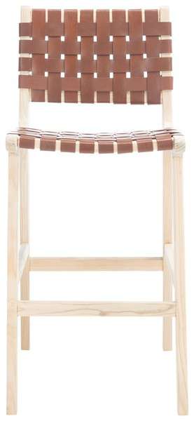 Safavieh Adah Leather Bar Stool - Cognac | Bar Stools | Modishstore - 2
