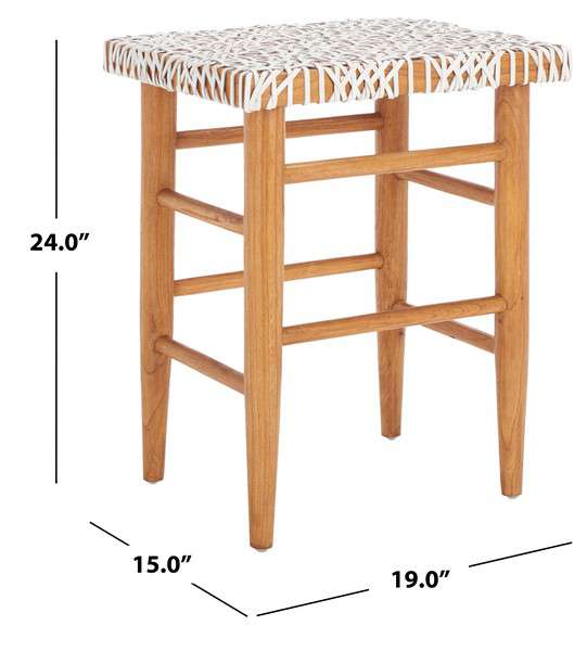 Safavieh Kaleo Woven Leather Counter Stool - White | Counter Stools | Modishstore - 3