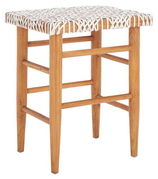 Safavieh Kaleo Woven Leather Counter Stool - White | Counter Stools | Modishstore - 2