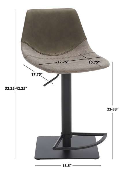 Safavieh Rylen Gas Lift Bar Stool - Gray | Bar Stools | Modishstore - 4