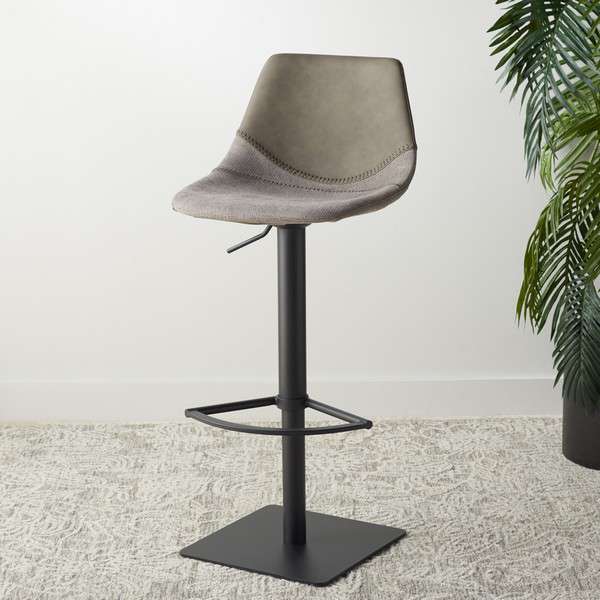 Safavieh Rylen Gas Lift Bar Stool - Gray | Bar Stools | Modishstore