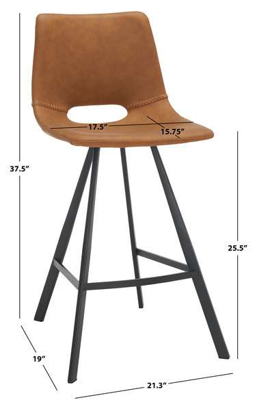 Safavieh Raylee Counter Stool - Cognac | Counter Stools | Modishstore - 4