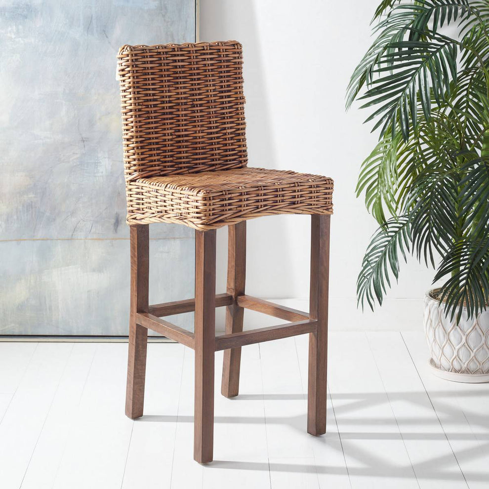 Safavieh Tobie Rattan Bar Stool | Bar Stools | Modishstore - 8