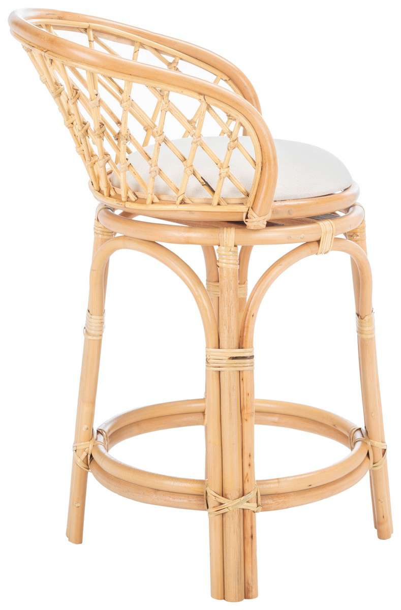Safavieh Yuta Rattan Counter Stool W/ Cushion - Natural | Counter Stools | Modishstore - 3