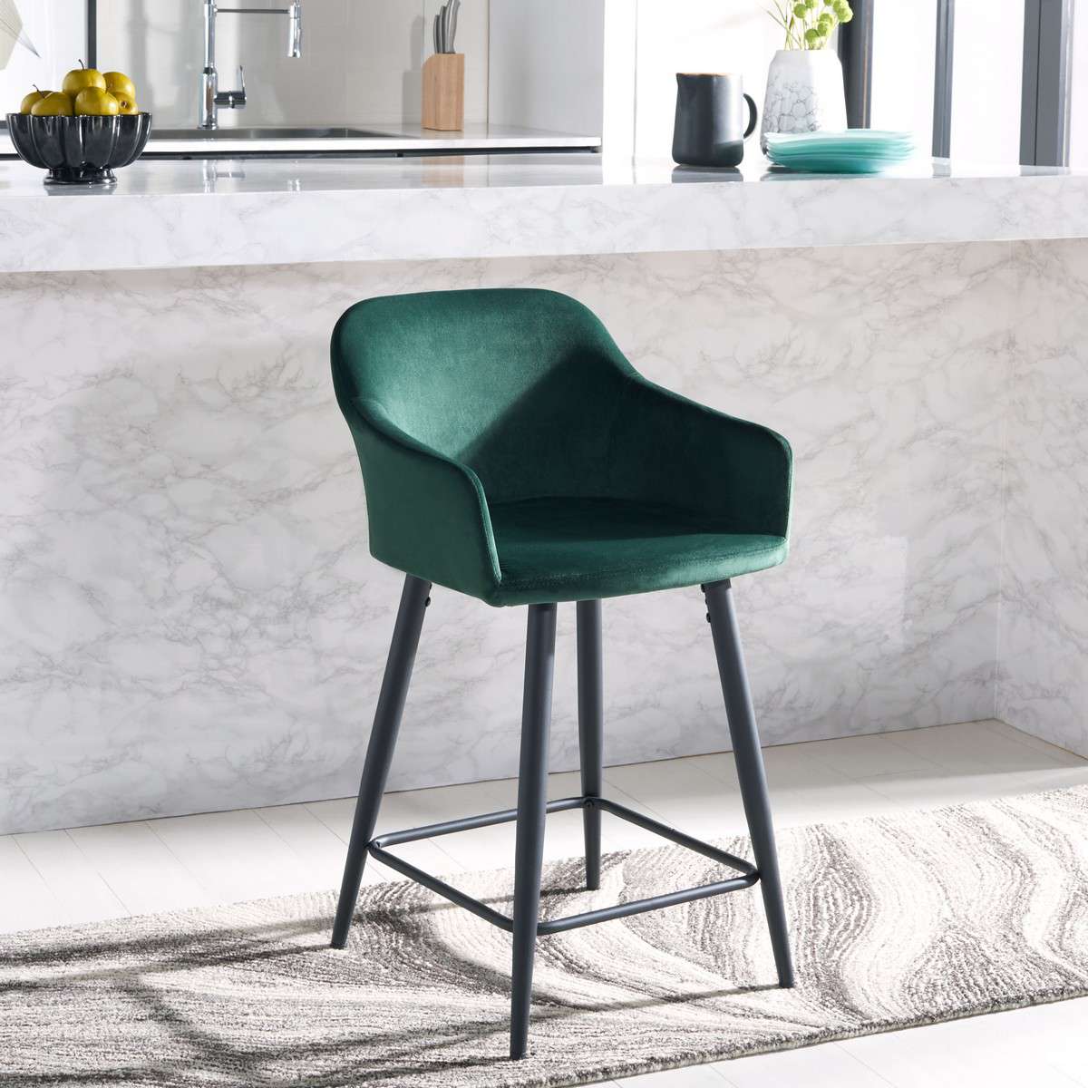 Safavieh Cataleya Counter Stool - Malachite Green | Counter Stools | Modishstore