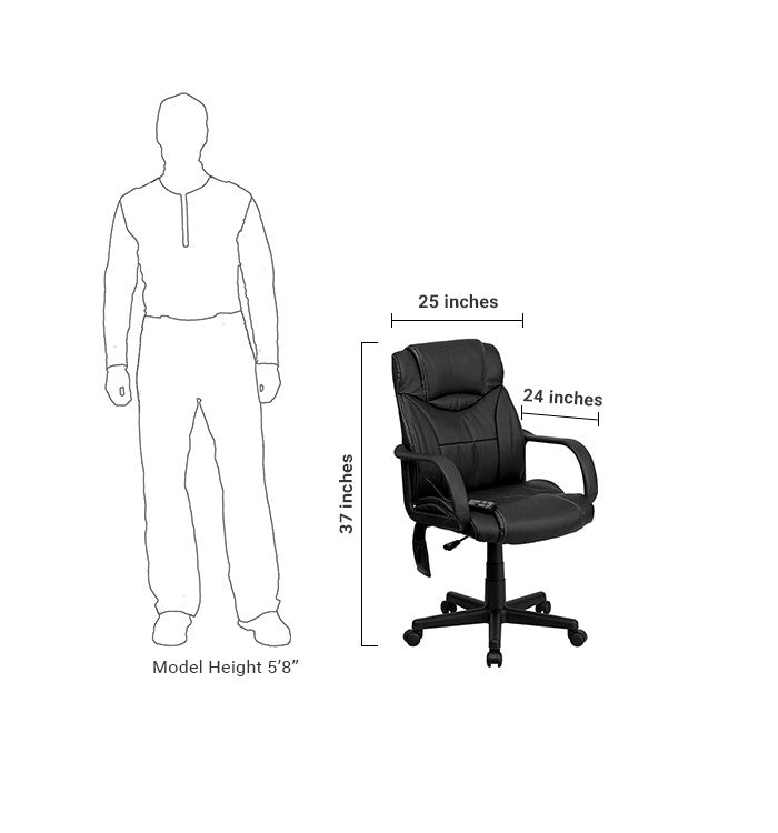 Flash Furniture BT-2690P-GG High Back Massaging Black Leather Executive Swivel Office Chair | Office Chairs | Modishstore - 5