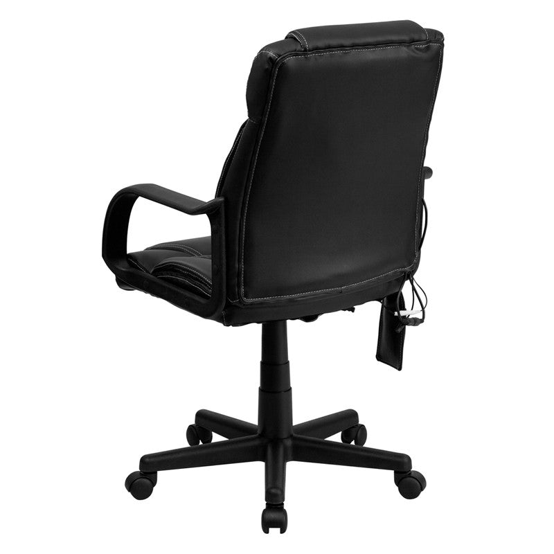 Flash Furniture BT-2690P-GG High Back Massaging Black Leather Executive Swivel Office Chair | Office Chairs | Modishstore - 3