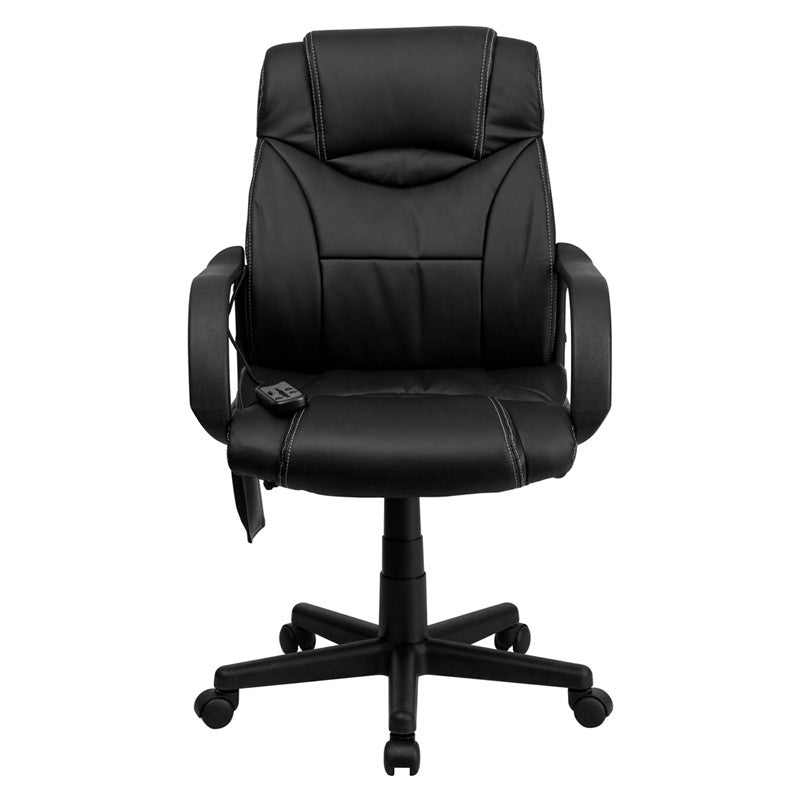 Flash Furniture BT-2690P-GG High Back Massaging Black Leather Executive Swivel Office Chair | Office Chairs | Modishstore - 2