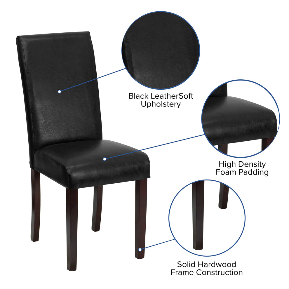 Flash Furniture Black Leather Upholstered Parsons Chair | Dining Chairs | Modishstore - 8