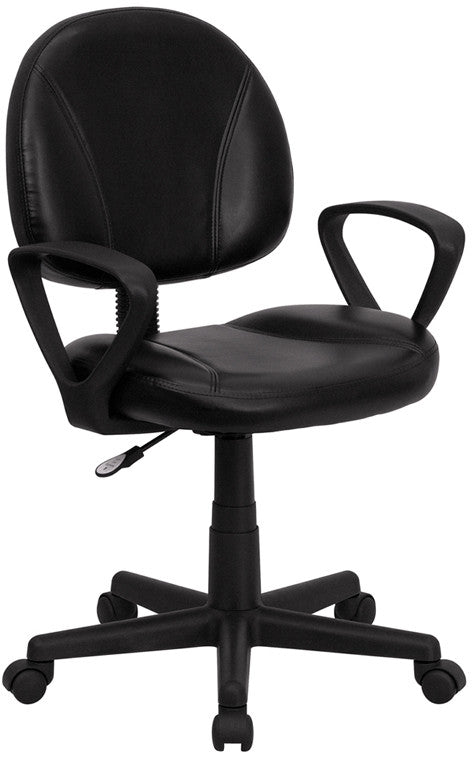 Flash Furniture Mid-Back Black Leather Ergonomic Swivel Task Chair With Arms | Office Chairs | Modishstore