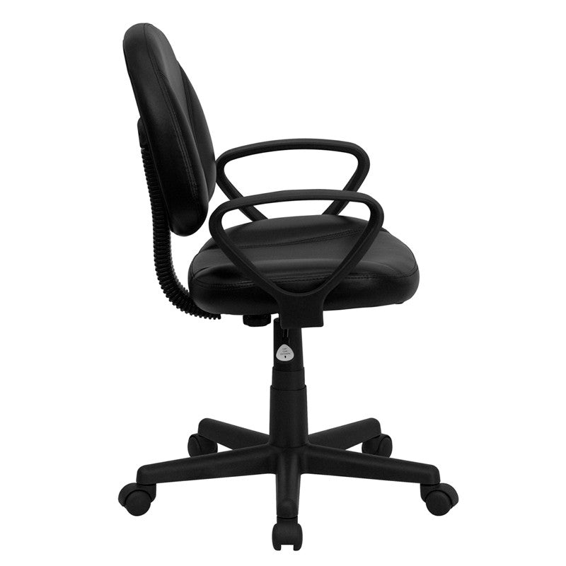 Flash Furniture Mid-Back Black Leather Ergonomic Swivel Task Chair With Arms | Office Chairs | Modishstore-4