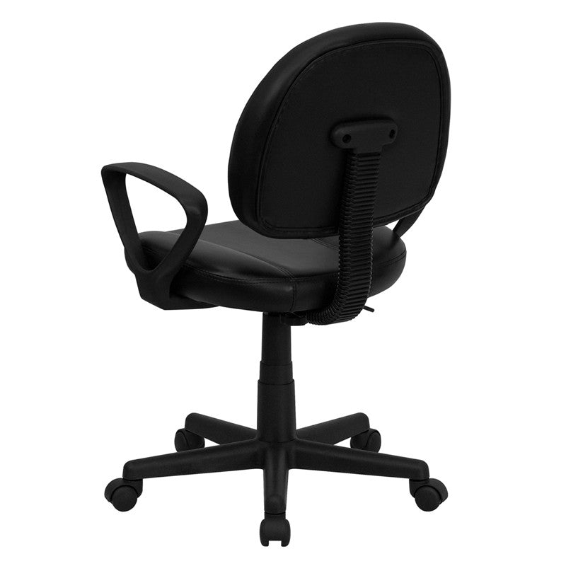 Flash Furniture Mid-Back Black Leather Ergonomic Swivel Task Chair With Arms | Office Chairs | Modishstore-3